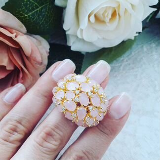 Серебряное кольцо с розовым кварцем (Испания)