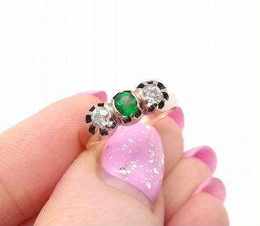 Антикварное Кольцо 583проба Изумруд Бриллианты