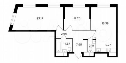 3-к квартира, 74.8 м², 4/30 эт.
