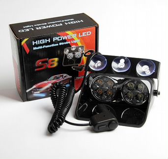 Сробоскоп желтый под лобовое стекло 12/24 вольт