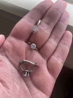 Серебряные серьги и кольцо (набор)