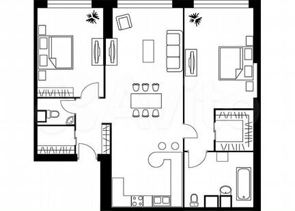 2-к квартира, 103.9 м², 36/37 эт.
