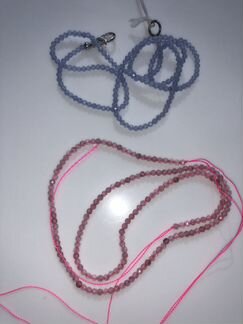 Бусы сапфирин, розовый турмалин