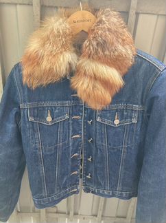 Куртка утеплённая джинсовка мех лисы