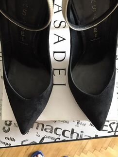 Замшевые чёрные туфли Casadei (оригинал) Blade