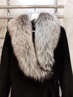 Натуральная дубленка 44-46 с воротником чернобурки