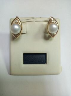 Серьги 585 пробы с жемчугом арт 132/537/2