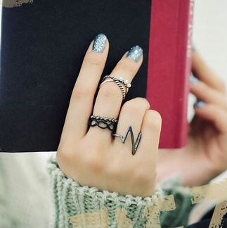 Фаланговые кольца с бирюзой Boho