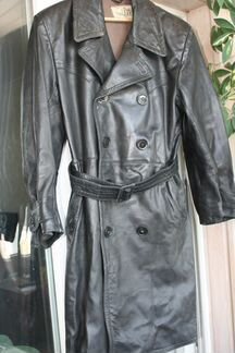 Кожаное старинное ретро-пальто