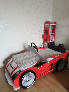 Мебель детская машина-кровать с подсветкой и стелл