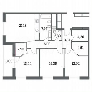 3-к квартира, 93.9 м², 14/15 эт.