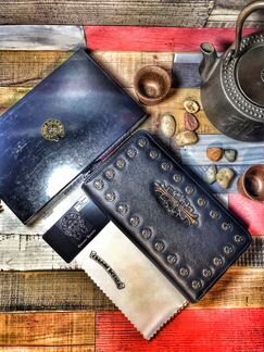 Кожаный клатч, портмоне Chrome Hearts