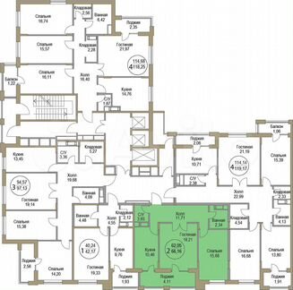 2-к квартира, 66.2 м², 14/19 эт.