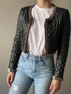 Укороченная кожаная куртка