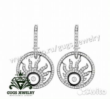 Новые золотые серьги Chopard c брил. 2.2 ct, 20 гр