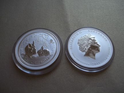Австралия 2011 лунар2 Кролик серебро 999 в идеале