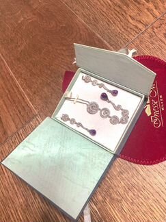 Серьги и подвеска с фианитом