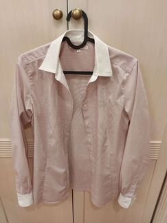 Блузка-рубашка Uniqlo полосатая розовая, размер M