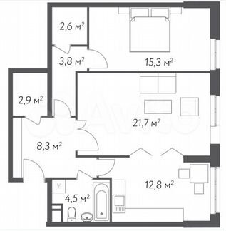 2-к квартира, 71.9 м², 3/11 эт.