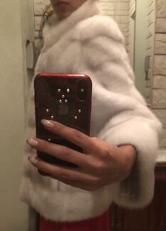 Шуба белая норка поперечка