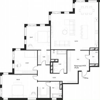 4-к квартира, 176 м², 13/17 эт.