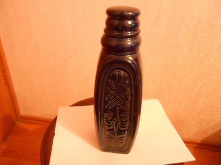 Штоф с крышкой керамика кобальтовый СССР 29 см 1 л