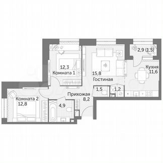 3-к квартира, 69.8 м², 8/29 эт.
