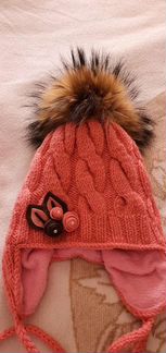 Шапка с натуральным помпономи снуд