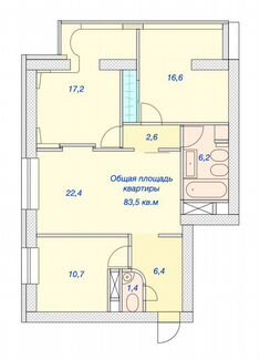 Своб. планировка, 83 м², 15/30 эт.
